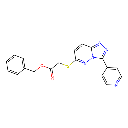 Benzyl 2-[(3-pyridin-4-yl-[1,2,4]triazolo[4,3-b]pyridazin-6-yl)sulfanyl]acetate structure
