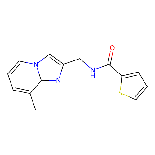N-((8-methylimidazo[1,2-a]pyridin-2-yl)methyl)thiophene-2-carboxamide structure
