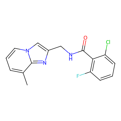 2-chloro-6-fluoro-N-((8-methylimidazo[1,2-a]pyridin-2-yl)methyl)benzamide structure