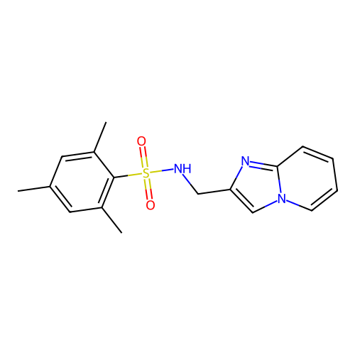N-({imidazo[1,2-a]pyridin-2-yl}methyl)-2,4,6-trimethylbenzene-1-sulfonamide structure