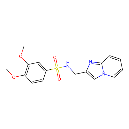 N-({imidazo[1,2-a]pyridin-2-yl}methyl)-3,4-dimethoxybenzene-1-sulfonamide structure