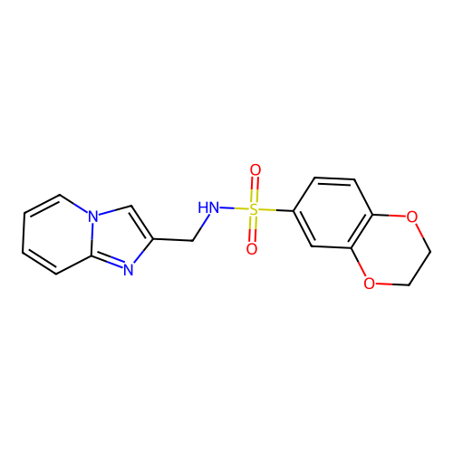 N-({imidazo[1,2-a]pyridin-2-yl}methyl)-2,3-dihydro-1,4-benzodioxine-6-sulfonamide structure