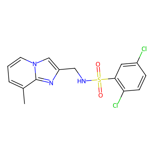 2,5-dichloro-N-((8-methylimidazo[1,2-a]pyridin-2-yl)methyl)benzenesulfonamide structure