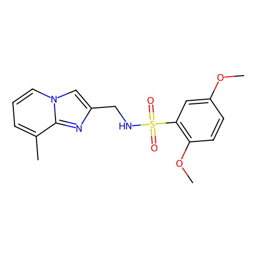 2,5-dimethoxy-N-((8-methylimidazo[1,2-a]pyridin-2-yl)methyl)benzenesulfonamide structure