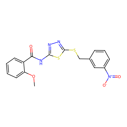 2-methoxy-N-(5-((3-nitrobenzyl)thio)-1,3,4-thiadiazol-2-yl)benzamide structure