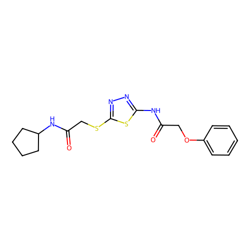 N-cyclopentyl-2-((5-(2-phenoxyacetamido)-1,3,4-thiadiazol-2-yl)thio)acetamide structure