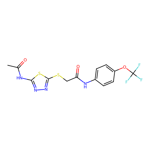 2-[(5-acetamido-1,3,4-thiadiazol-2-yl)sulfanyl]-N-[4-(trifluoromethoxy)phenyl]acetamide structure