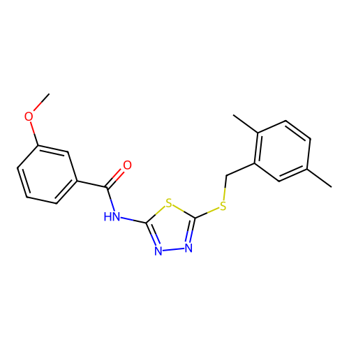 N-(5-((2,5-dimethylbenzyl)thio)-1,3,4-thiadiazol-2-yl)-3-methoxybenzamide structure