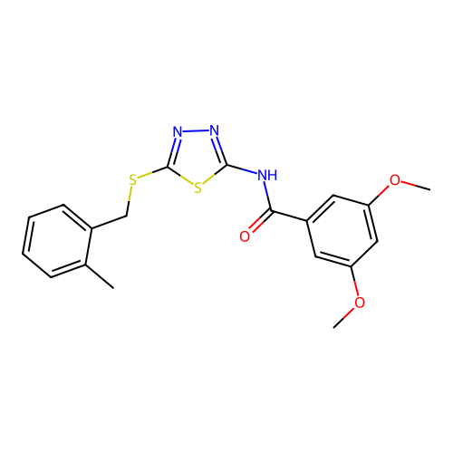 3,5-dimethoxy-N-(5-((2-methylbenzyl)thio)-1,3,4-thiadiazol-2-yl)benzamide structure