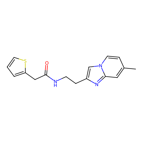 N-(2-(7-methylimidazo[1,2-a]pyridin-2-yl)ethyl)-2-(thiophen-2-yl)acetamide structure