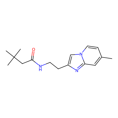 3,3-dimethyl-N-[2-(7-methylimidazo[1,2-a]pyridin-2-yl)ethyl]butanamide structure