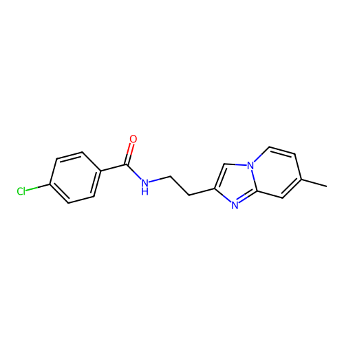 4-chloro-N-(2-(7-methylimidazo[1,2-a]pyridin-2-yl)ethyl)benzamide structure