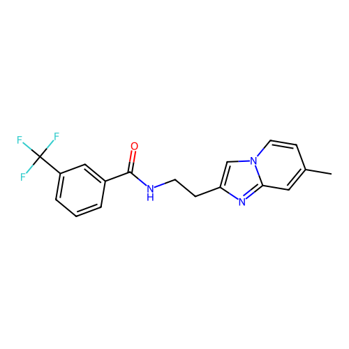N-(2-(7-methylimidazo[1,2-a]pyridin-2-yl)ethyl)-3-(trifluoromethyl)benzamide structure