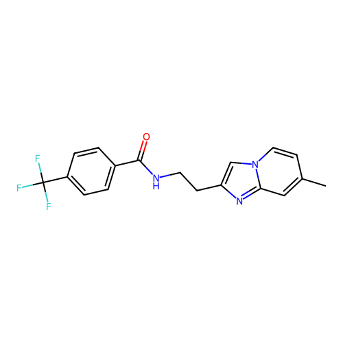 N-(2-{7-methylimidazo[1,2-a]pyridin-2-yl}ethyl)-4-(trifluoromethyl)benzamide structure