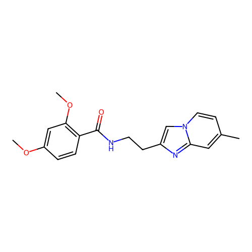 2,4-dimethoxy-N-(2-{7-methylimidazo[1,2-a]pyridin-2-yl}ethyl)benzamide structure