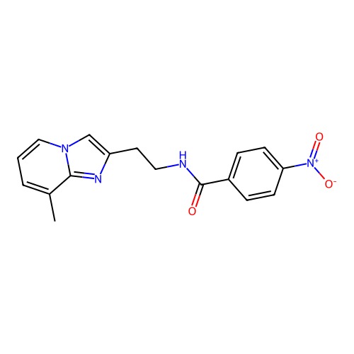 N-(2-(8-methylimidazo[1,2-a]pyridin-2-yl)ethyl)-4-nitrobenzamide structure