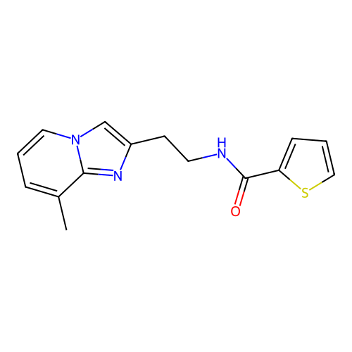 N-(2-(8-methylimidazo[1,2-a]pyridin-2-yl)ethyl)thiophene-2-carboxamide structure