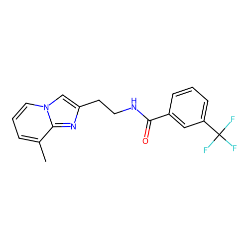N-(2-{8-methylimidazo[1,2-a]pyridin-2-yl}ethyl)-3-(trifluoromethyl)benzamide structure