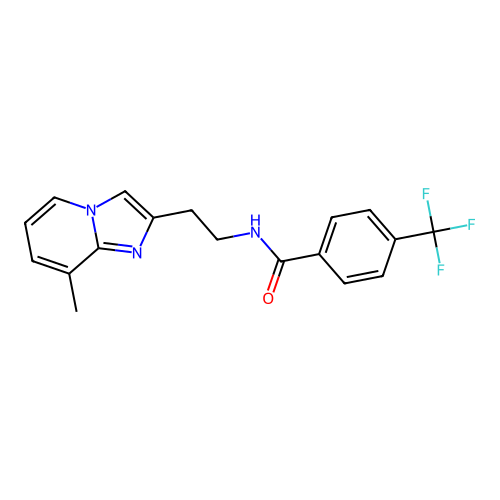 N-(2-{8-methylimidazo[1,2-a]pyridin-2-yl}ethyl)-4-(trifluoromethyl)benzamide structure
