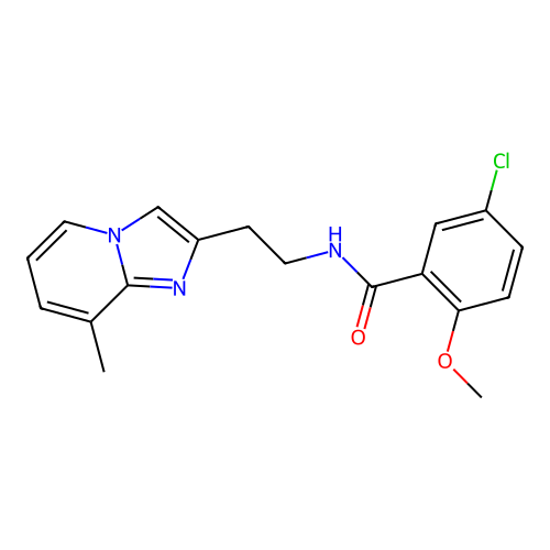 5-chloro-2-methoxy-N-(2-{8-methylimidazo[1,2-a]pyridin-2-yl}ethyl)benzamide structure