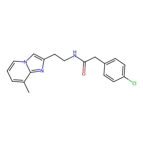 2-(4-chlorophenyl)-N-(2-(8-methylimidazo[1,2-a]pyridin-2-yl)ethyl)acetamide structure