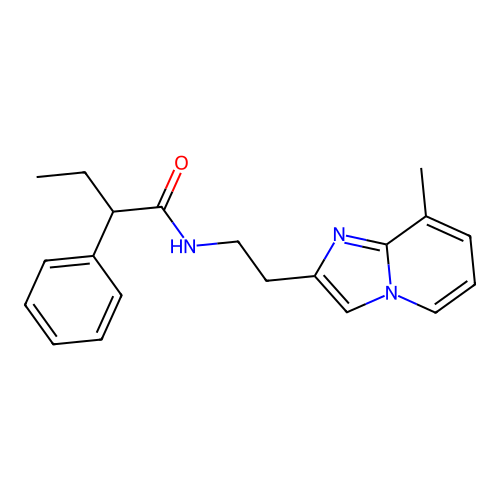 N-(2-(8-methylimidazo[1,2-a]pyridin-2-yl)ethyl)-2-phenylbutanamide structure