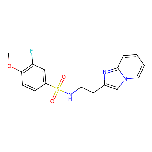 3-fluoro-N-(2-imidazo[1,2-a]pyridin-2-ylethyl)-4-methoxybenzenesulfonamide structure