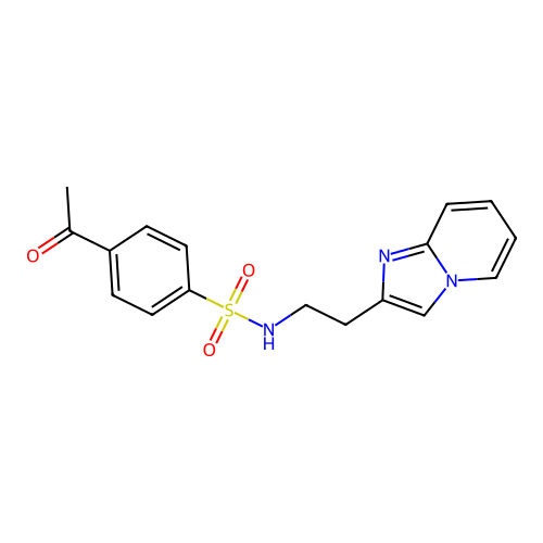4-acetyl-N-(2-imidazo[1,2-a]pyridin-2-ylethyl)benzenesulfonamide structure
