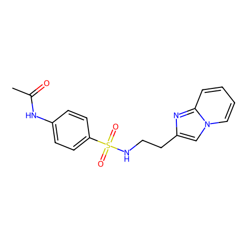 N-(4-(N-(2-(imidazo[1,2-a]pyridin-2-yl)ethyl)sulfamoyl)phenyl)acetamide structure