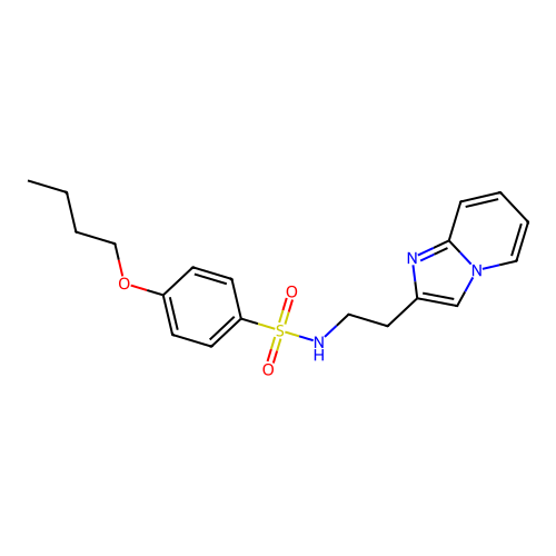 4-butoxy-N-(2-imidazo[1,2-a]pyridin-2-ylethyl)benzenesulfonamide structure