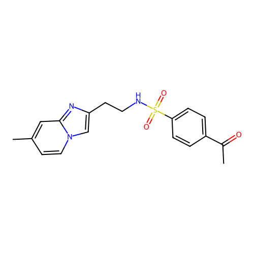 4-acetyl-N-(2-(7-methylimidazo[1,2-a]pyridin-2-yl)ethyl)benzenesulfonamide structure