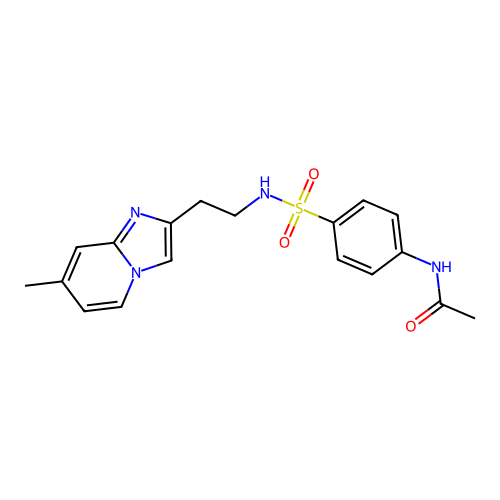N-[4-[2-(7-methylimidazo[1,2-a]pyridin-2-yl)ethylsulfamoyl]phenyl]acetamide structure