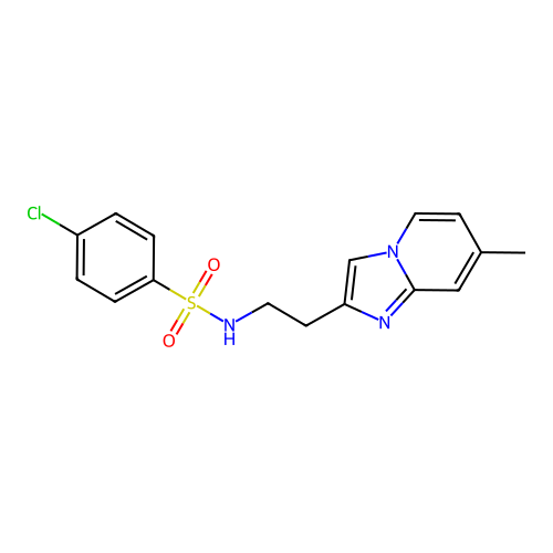 4-chloro-N-(2-(7-methylimidazo[1,2-a]pyridin-2-yl)ethyl)benzenesulfonamide structure