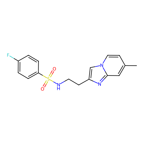 4-fluoro-N-(2-(7-methylimidazo[1,2-a]pyridin-2-yl)ethyl)benzenesulfonamide structure