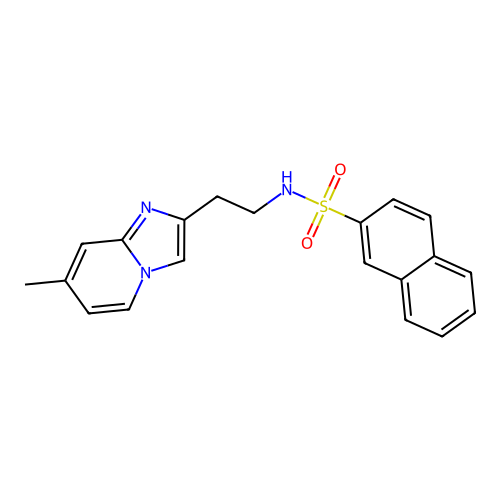 N-(2-{7-methylimidazo[1,2-a]pyridin-2-yl}ethyl)naphthalene-2-sulfonamide structure