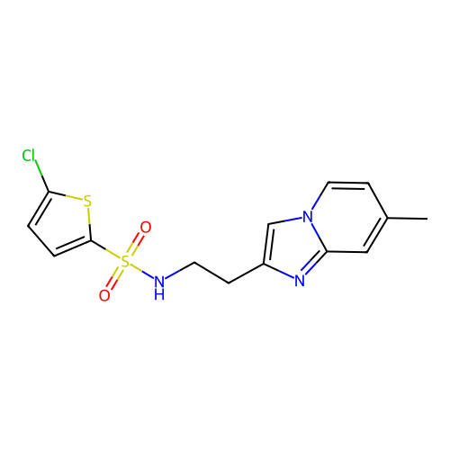 5-chloro-N-(2-{7-methylimidazo[1,2-a]pyridin-2-yl}ethyl)thiophene-2-sulfonamide structure