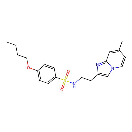 4-butoxy-N-(2-(7-methylimidazo[1,2-a]pyridin-2-yl)ethyl)benzenesulfonamide structure
