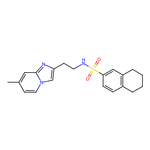 N-(2-(7-methylimidazo[1,2-a]pyridin-2-yl)ethyl)-5,6,7,8-tetrahydronaphthalene-2-sulfonamide structure