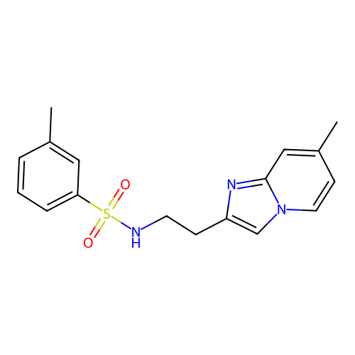 3-methyl-N-(2-(7-methylimidazo[1,2-a]pyridin-2-yl)ethyl)benzenesulfonamide structure