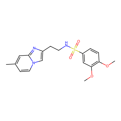 3,4-dimethoxy-N-[2-(7-methylimidazo[1,2-a]pyridin-2-yl)ethyl]benzenesulfonamide structure