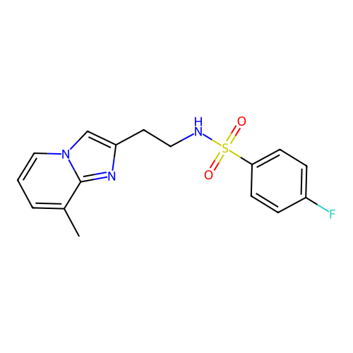 4-fluoro-N-(2-(8-methylimidazo[1,2-a]pyridin-2-yl)ethyl)benzenesulfonamide structure