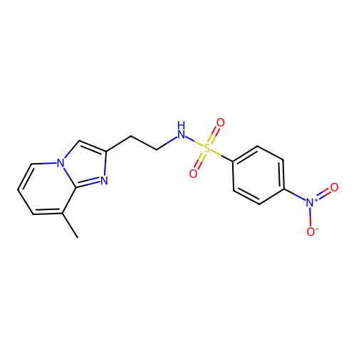 N-(2-(8-methylimidazo[1,2-a]pyridin-2-yl)ethyl)-4-nitrobenzenesulfonamide structure