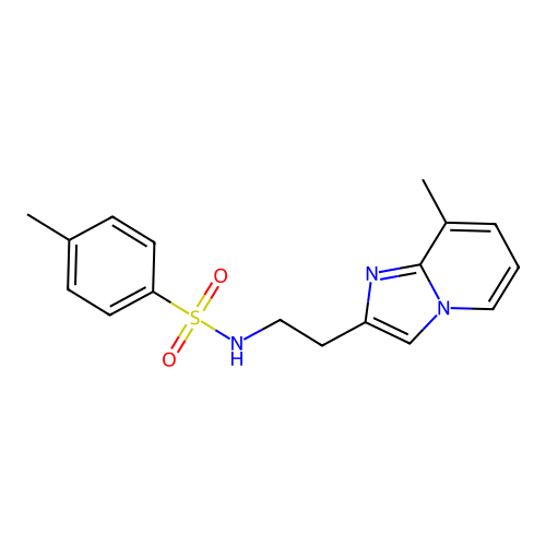 4-methyl-N-(2-(8-methylimidazo[1,2-a]pyridin-2-yl)ethyl)benzenesulfonamide structure
