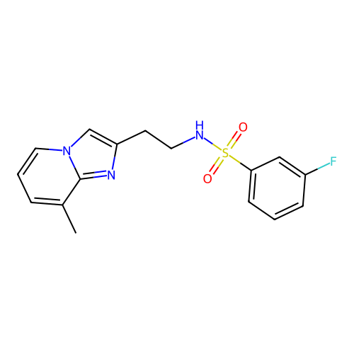 3-fluoro-N-(2-(8-methylimidazo[1,2-a]pyridin-2-yl)ethyl)benzenesulfonamide structure