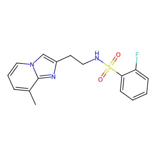 2-fluoro-N-(2-(8-methylimidazo[1,2-a]pyridin-2-yl)ethyl)benzenesulfonamide structure