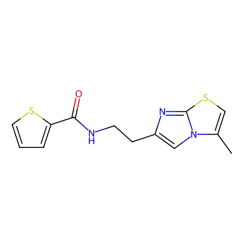N-(2-(3-methylimidazo[2,1-b]thiazol-6-yl)ethyl)thiophene-2-carboxamide structure