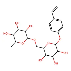 beta-D-Glucopyranoside, 4-ethenylphenyl 6-O-(6-deoxy-alpha-L-mannopyranosyl)- structure