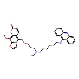 7H-Furo(3,2-g)(1)benzopyran-7-one, 4-((3-((6-(9-acridinylamino)hexyl)ethylamino)propoxy)methyl)-9-methoxy- structure