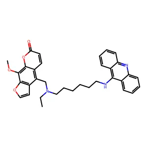 7H-Furo(3,2-g)(1)benzopyran-7-one, 4-(((6-(9-acridinylamino)hexyl)ethylamino)methyl)-9-methoxy- structure