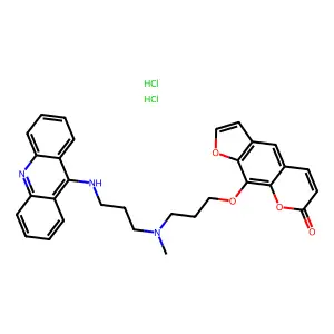 7H-Furo(3,2-g)(1)benzopyran-7-one, 9-(3-((3-(9-acridinylamino)propyl)methylamino)propoxy)-, dihydrochloride structure